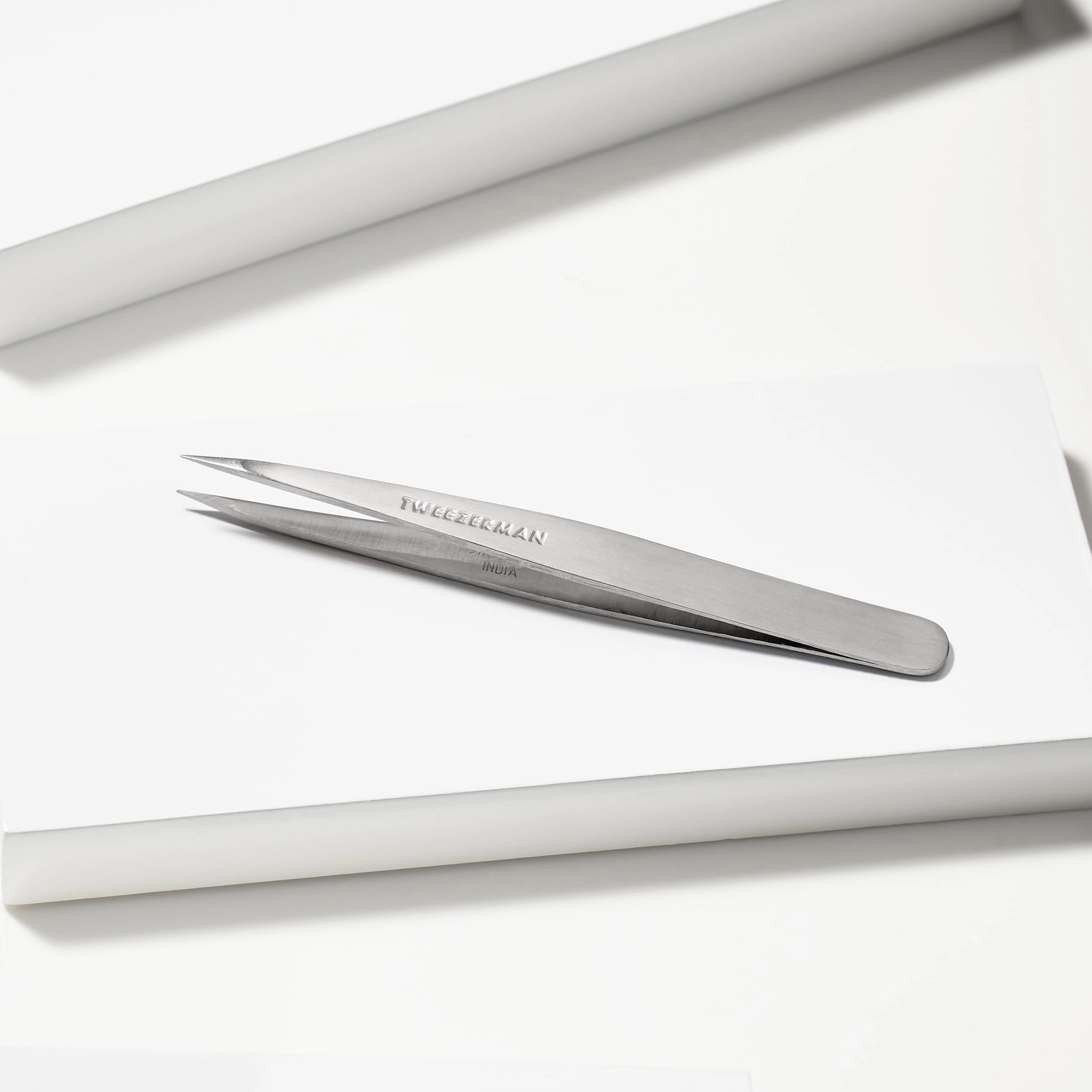 Tweezerman Steel Point Tweezer, Silver, 2 x 6 inches, Modern, Professional Quality for Eyebrow Precision, Facial and Ingrown Hair Removal