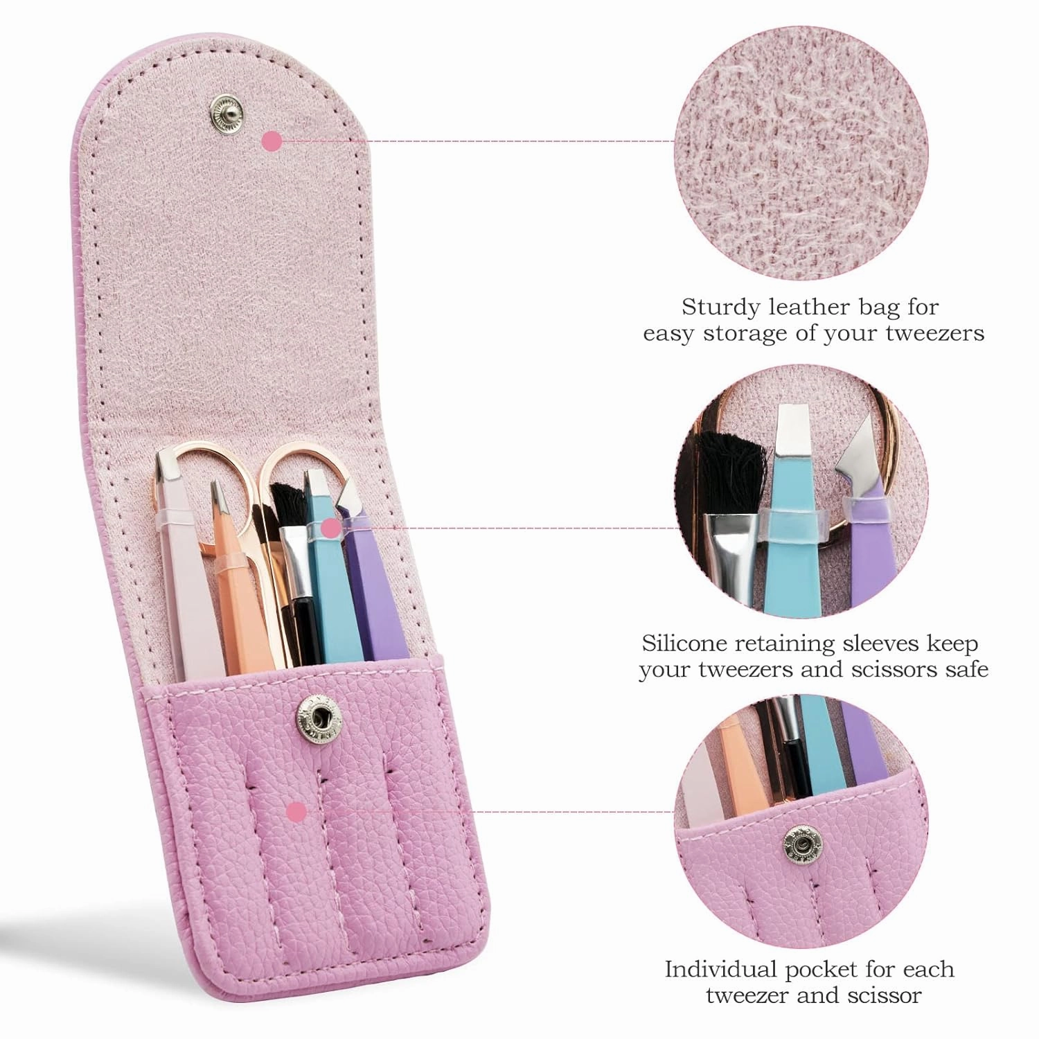 Tweezers Set Stainless Steel Tweezers Slanted and Pointed for Eyebrows, Facial Hair, Ingrown Hair and Blackheads Removal