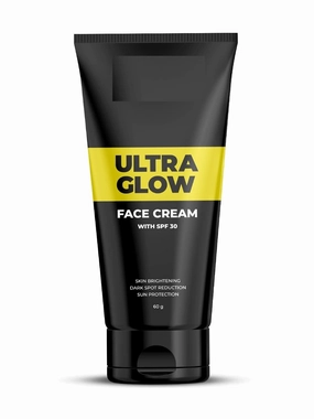 Ultra Glow Men's Face Cream, SPF 30 Sun Protection, Skin Brightening with Aloe Vera, Vitamin E, Niacinamide, 60g