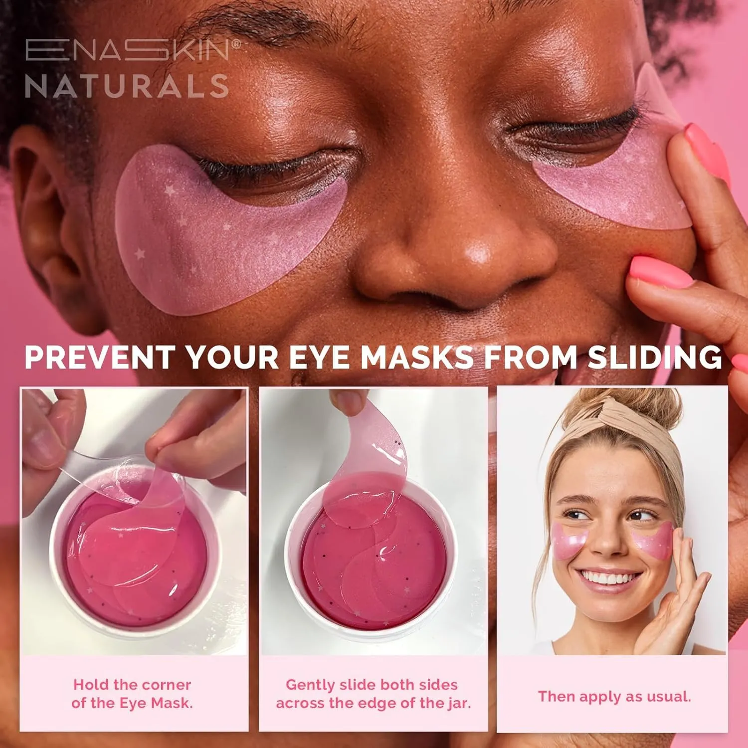 Under Eye Patches for Puffiness and Dark Circles: Caffeine Gel Masks for Undereye Wrinkles Bags - Instant Moisturizing Brightening Skincare Pads - Gift for Women Mom Wife - 30 Pairs (Rose)