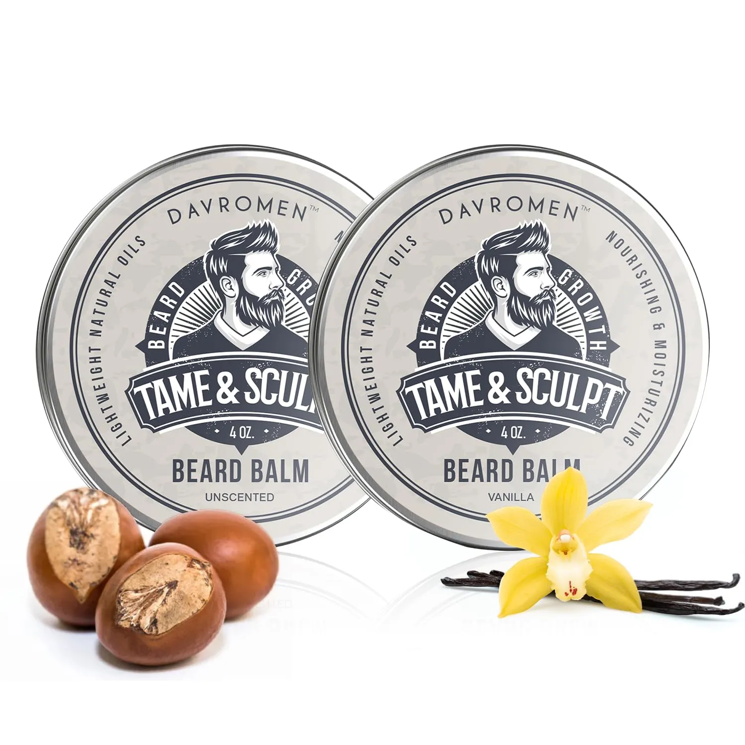 Unscented   Vanilla Beard Balm (4 Oz), Beard Balm for Men, with Olive Fruit Oil, Coconut Oil, Shea Butter, Jojoba Seed Oil - Styles, Strengthens & Softens Beards, Leave in Conditioner Wax for Men