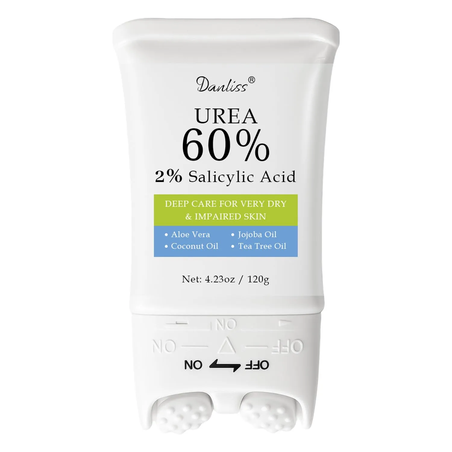 Urea Cream 60 Percent for Feet Maximum Strength plus Salicylic Acid 2% Foot & Hand Cream for Dry Cracked Heel, Roller Urea Lotion with Jojoba Oil, Tea Tree & Aloe Vera Callus Remover 4.23 oz