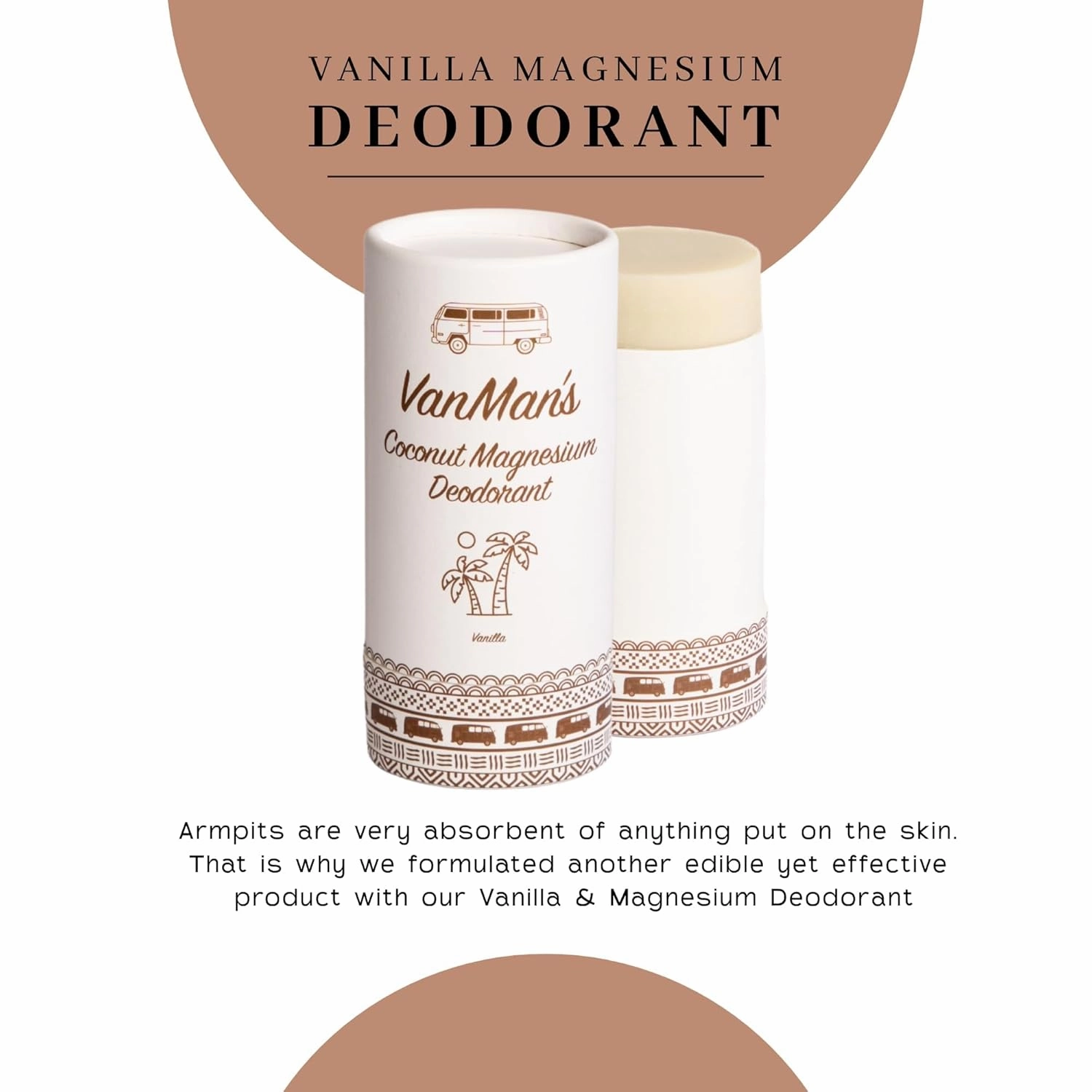 VanMan Magnesium & Vanilla Deodorant Stick - Natural Aluminum Free Deodorant for Women & Men - Effective Odor Control for Skin - With Tallow, Shea Butter & Organic Madagascar Vanilla Bean - 2oz