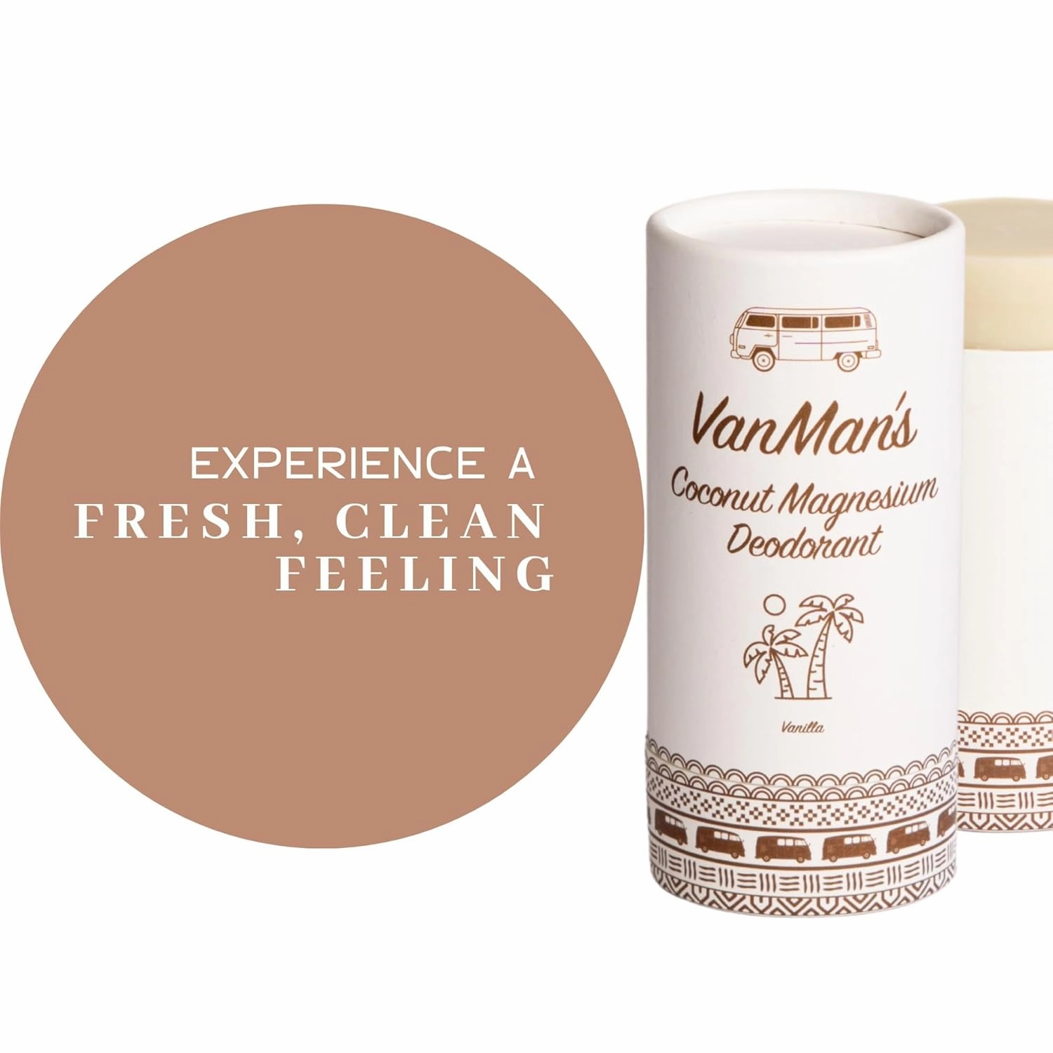 VanMan Magnesium & Vanilla Deodorant Stick - Natural Aluminum Free Deodorant for Women & Men - Effective Odor Control for Skin - With Tallow, Shea Butter & Organic Madagascar Vanilla Bean - 2oz