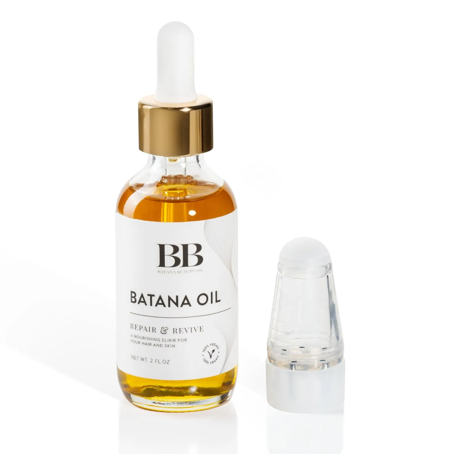 Vegan Batana Oil 2oz - 100% Vegan Oil with Mini Scalp Applicator Comb | Best for All Hair and Skin Types