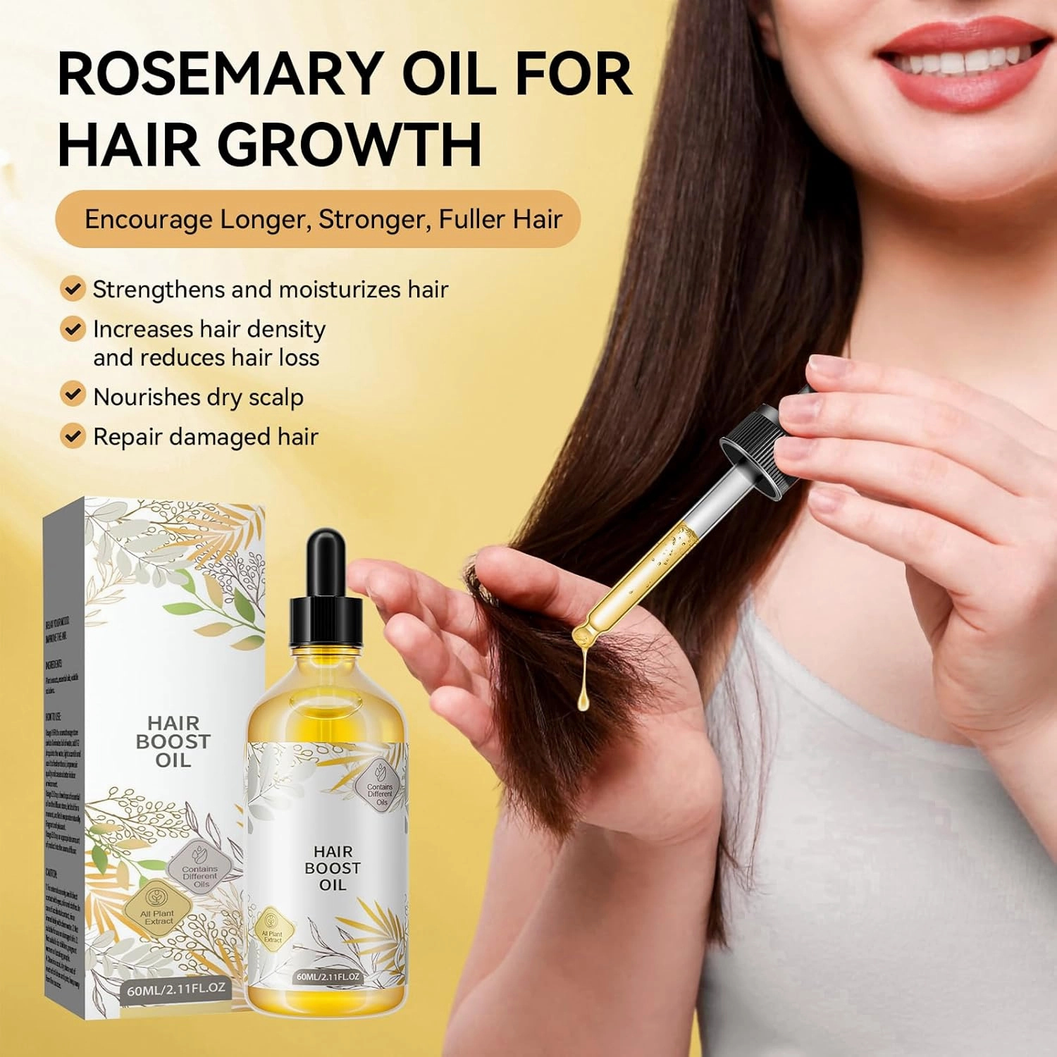 Veganic Hair Growth Oil, Natural Hair Growth Serum with Rosemary, Castor, Lavender, Coconut and Olive, Reduces Hair Fall & Breakage, Hair Care Oil for Dry Damaged Hair (3 x 60 ml)