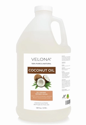 velona Coconut Oil 92 Degree 1 Gallon / 128 Fl Oz | 100% Pure and Natural Carrier Oil | in jar | Refined, Cold pressed | Skin, Face, Body, Hair Care | Use Today - Enjoy Results