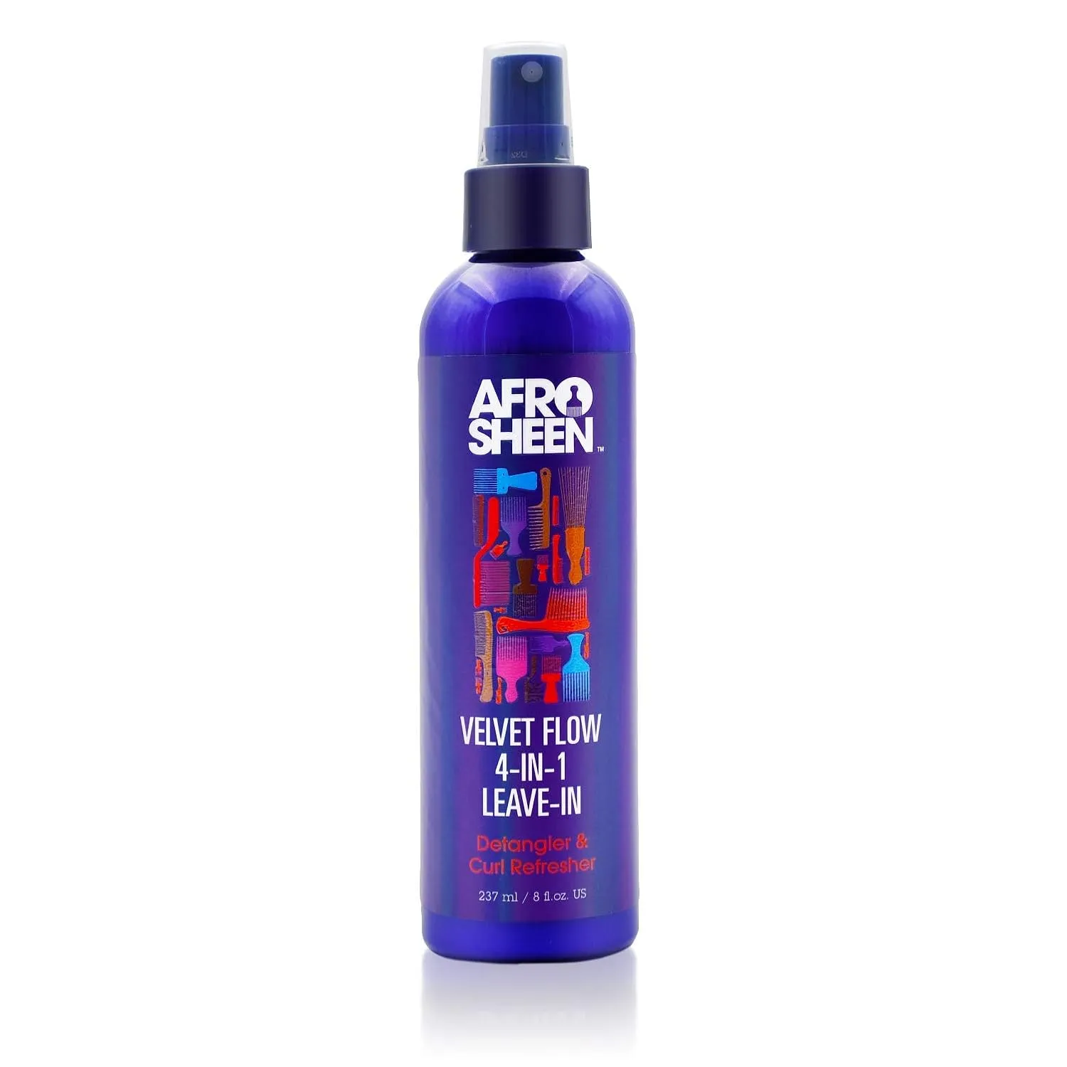 Velvet Flow 4-in-1 Leave-in Spray. Protects hair against heat, detangles, and moisturizes. 8oz.