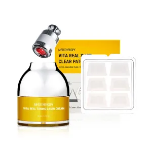 Vita Real Toning Laser Cream & Vita Real Shot Clear Patch - Vitamin Face Moisturizer and LED Device for Hydrating & Glow-enhancing Effect - Dark Spot Patch for Uneven Skin Tone