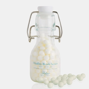 Vitality Pearl Beads Solid Serum in Glass Bottle - K-Beauty Vegan Hydrated, Glowing Skin - Anti-Aging, Brightening, Wrinkle Care with Niacinamide and Seaweed - Plastic-Free Packaging