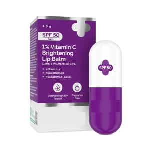 Vitamin C Brightening Lip Balm with SPF 50 PA     I With Niacinamide & Hyaluronic Acid I Reduce Lip Pigmentation| For Dark, Pigmented, Dry Lips- 4.5gm, 0.15 Ounce