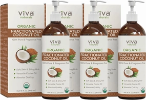 Viva Naturals Organic Fractionated Coconut Oil for Hair and Skin - 16 fl oz (Pack of 3)
