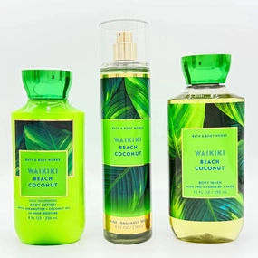 Wai kiki Beach Coconut 3-Piece Bath Bundle | Daily Nourishing Body Lotion, Fine Fragrance Mist and Body Wash