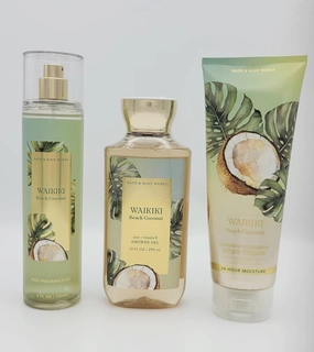 Waikiki Beach Coconut Body Care Set, 8 fl oz Fine Fragrance Mist, 10 fl oz Shower Gel, 24 Hour Moisture Body Cream