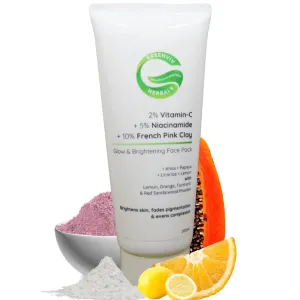 WF 2% Vitamin C   5% Niacinamide   10% French Pink Clay Glow & Brightening Face Pack | Deep Cleansing, Evens Skin Tone & Radiance Boost | 100gm