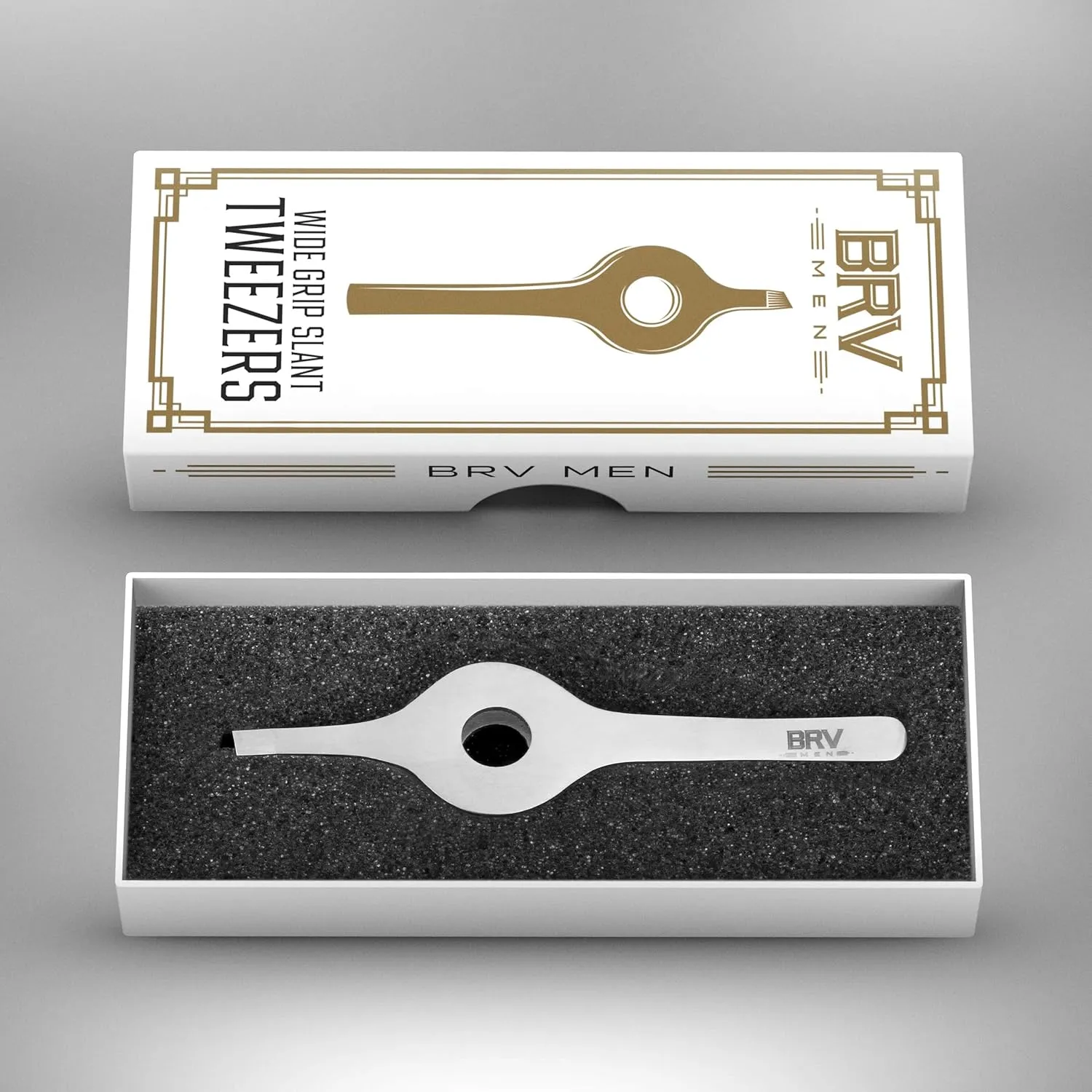 Wide Grip Slant Tweezers | Hand-Filed Slanted Tips for Ultra-Precision | Tweezers for Eyebrows & Nose/Ear/Facial Hair | Professional Tweezers for Women & Men - Silver
