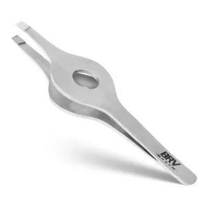 Wide Grip Slant Tweezers | Hand-Filed Slanted Tips for Ultra-Precision | Tweezers for Eyebrows & Nose/Ear/Facial Hair | Professional Tweezers for Women & Men - Silver