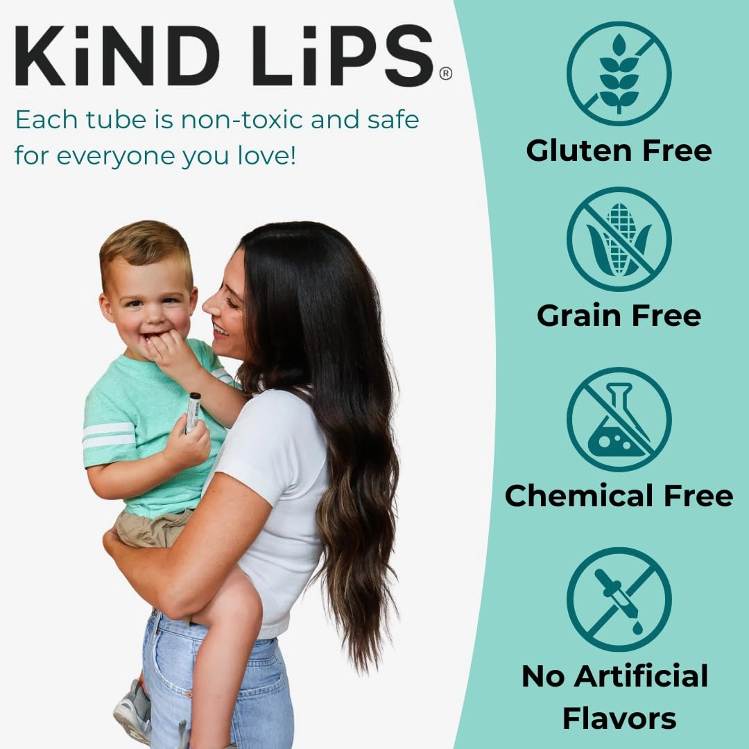 Wild Cherry Lip Balm – Natural & Organic Chapstick for Dry Lips | Gluten-Free Lip Care by Kind Lips | Cherry Flavored Lip Balm for Kids & Adults | 5-Pack Hydrating Lip Salve Set