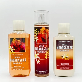 Wild Madagascar Vanilla Bath & Body 3-Piece Bundle | Body Wash, Fine Fragrance Mist and Daily Nourishing Body Lotion