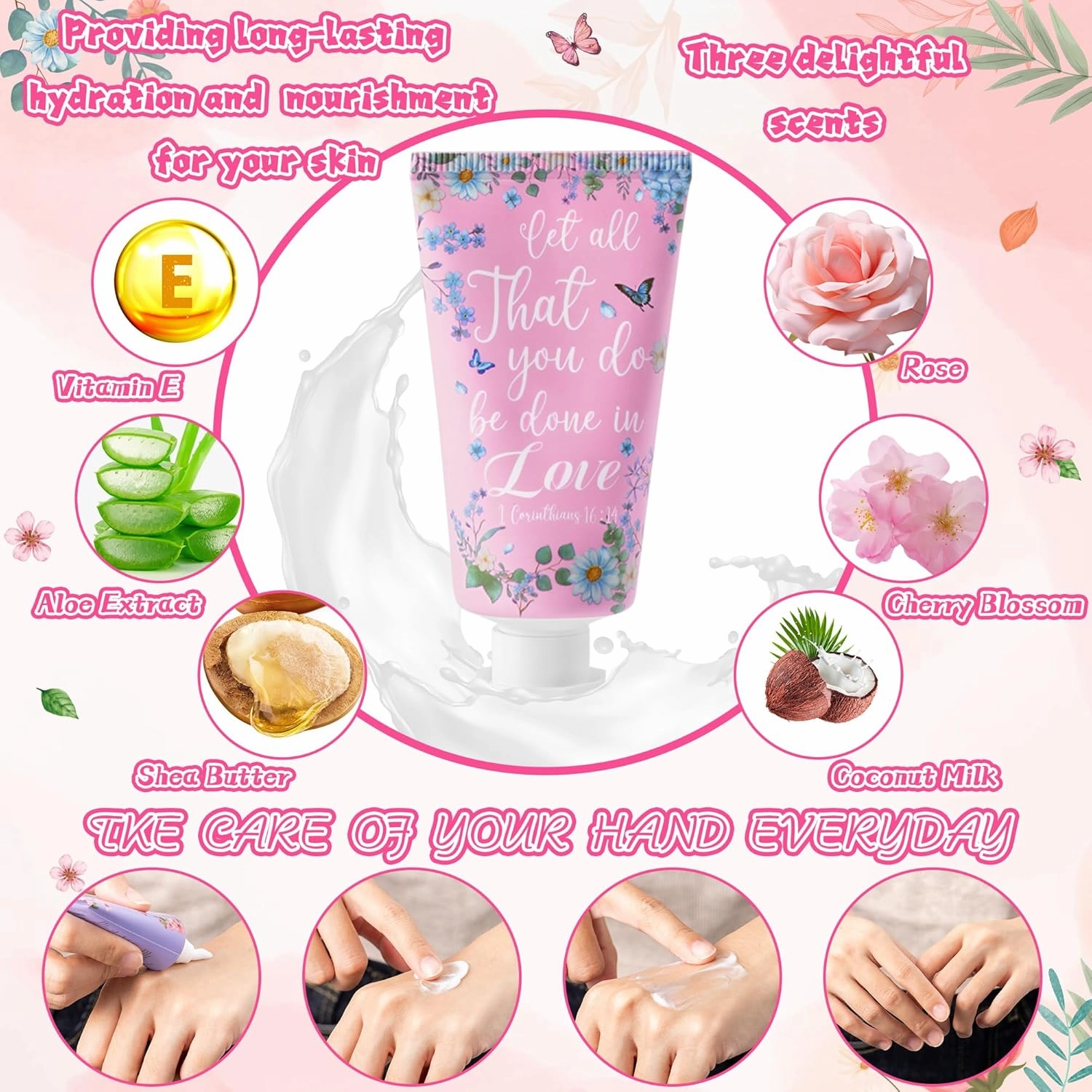 Y1tvei Christian Hand Cream Bulk Christmas Gifts for Women, 30ml Bible Verse Hand Lotion Scripture Travel Hand Lotion Gift Set for Mom Grandma Baby Shower Bridal Shower Favors (48 Sets, Verse Style)