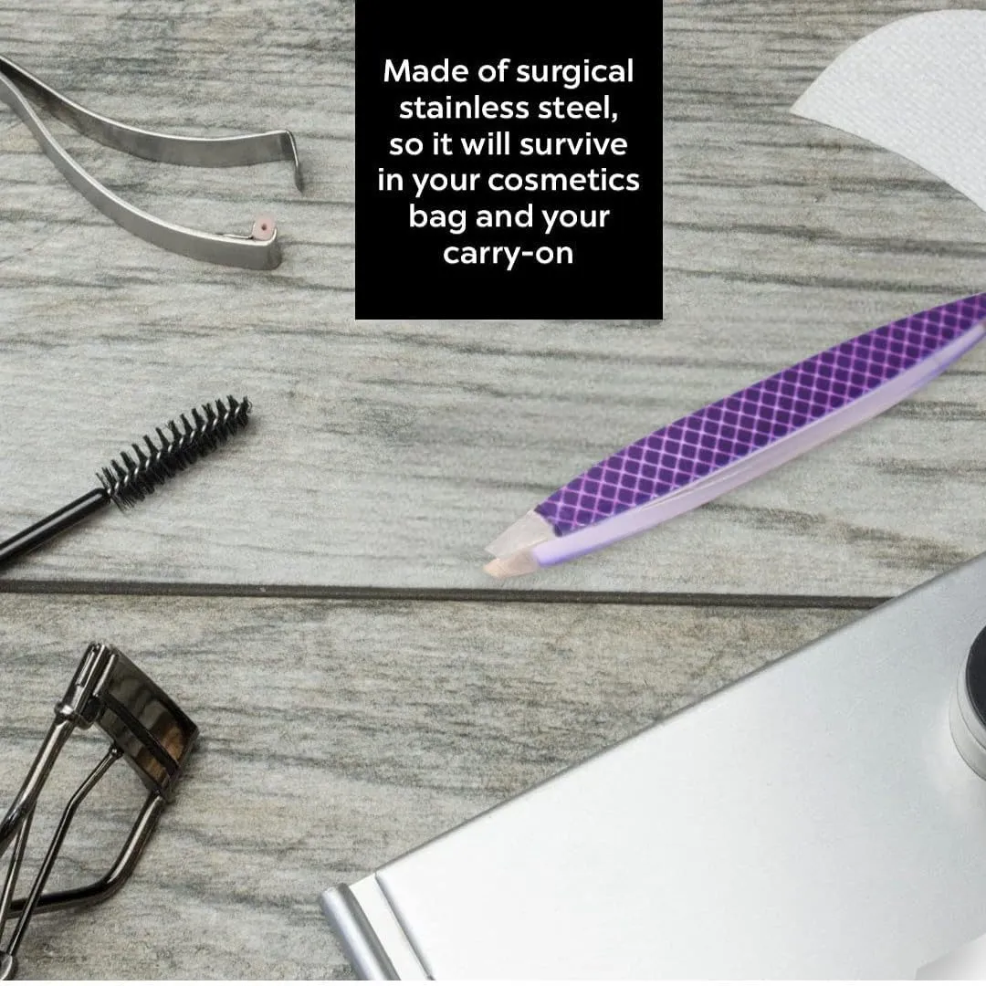 Z-Tweeze Professional Stainless Steel Dual Ended Precision Tweezers - Aurora Collection (Crisscross)