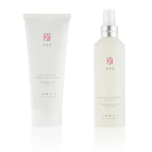 Zents Age-Defying Probiotic Lotion & Cashmere Body Oil Set (Ore Fragrance) | Moisturizing Lotion with Hyaluronic Acid & Organic Shea Butter | With Vitamin E & Coconut Oil | 6.4 fl oz & 8 fl oz