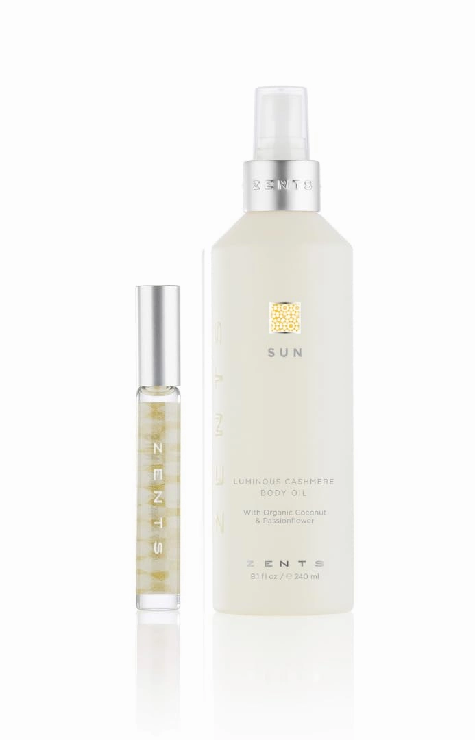 ZENTS Fragrance & Skincare Set (Sun Fragrance) | Cashmere Body Oil & Attar Roll-On Perfume | Nourishing Oil with Vitamin E & Coconut Oil | Long-Lasting Scent